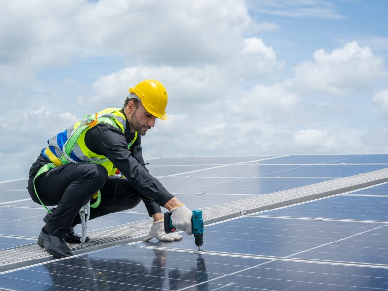 Technician installation and maintenance electric system solar panel. Technician installation and maintenance electric system solar panel.